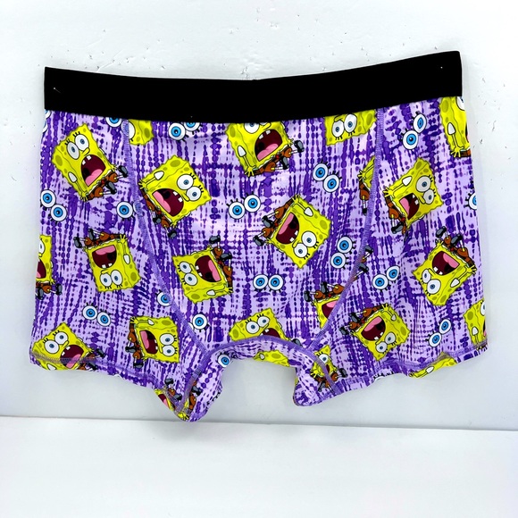 SPONG BOB SQUARE PANTS BOXER BRIEFS, LARGE SIZE, THE COLORS ARE PURPLE & YELLOW - Picture 2 of 9